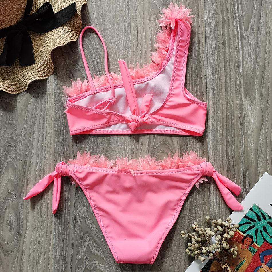 Flower Girl Swimsuit Ruffle Women Swimwear Kids Children Toddler Bikini Bathing Suit Beachwear Sets Kids Two Piece Children's Swimwear Toddler Girl Bikini Little Girls Cute Princess Pink Bathing Suit Summer Beachwear Stevvex