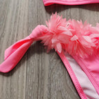 Flower Girl Swimsuit Ruffle Women Swimwear Kids Children Toddler Bikini Bathing Suit Beachwear Sets Kids Two Piece Children's Swimwear Toddler Girl Bikini Little Girls Cute Princess Pink Bathing Suit Summer Beachwear Stevvex