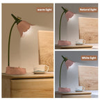 Flower LED Desk Lamp Student Bedroom Night Lamp Lighting Touch Reading Bedside Lamp Eye Protection Night Lights Table Lamp Light Cute Study Lamps for Bedroom Décor Stevvex