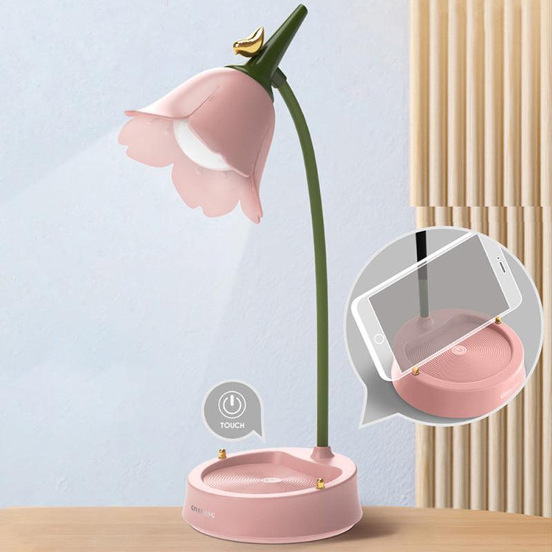 Flower LED Desk Lamp Student Bedroom Night Lamp Lighting Touch Reading Bedside Lamp Eye Protection Night Lights Table Lamp Light Cute Study Lamps for Bedroom Décor Stevvex