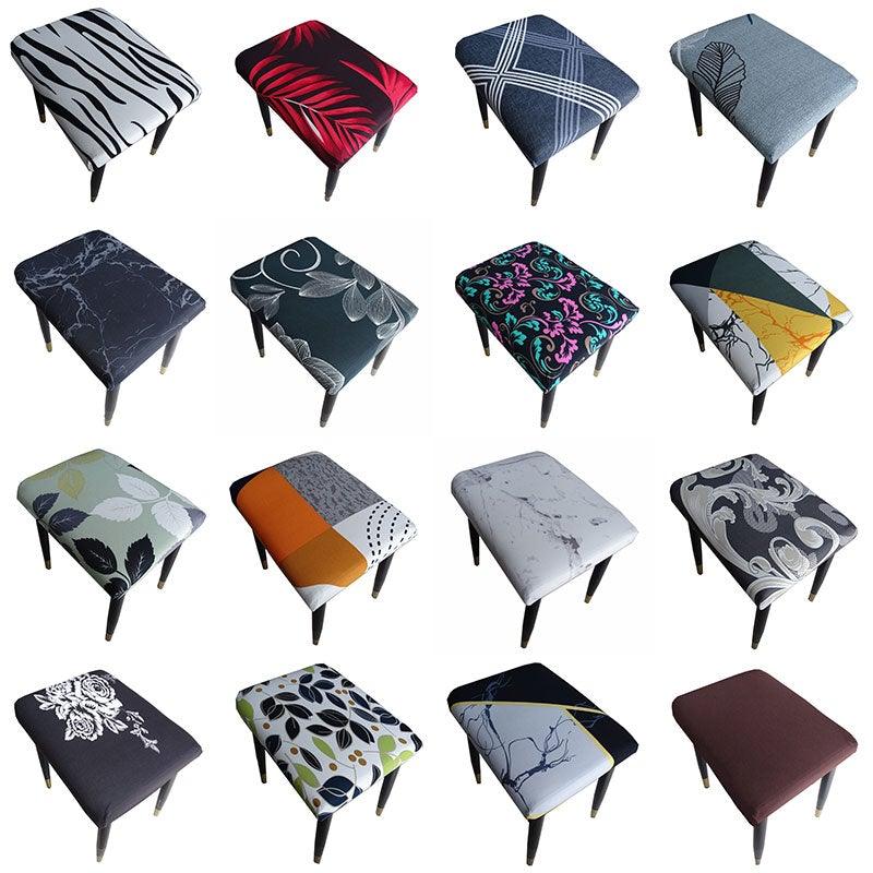 Flower Printed Seat Protector Square Stool Chair Cover Removable Dustproof Elastic Stool Covers For Bedroom Kitchen Square Stool Stool Covers Breathable Chair Seat Slipcover Barstool Cover for Rectangle Stools Stevvex