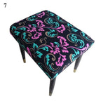 Flower Printed Seat Protector Square Stool Chair Cover Removable Dustproof Elastic Stool Covers For Bedroom Kitchen Square Stool Stool Covers Breathable Chair Seat Slipcover Barstool Cover for Rectangle Stools Stevvex