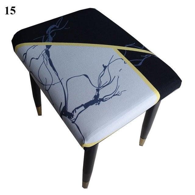 Flower Printed Seat Protector Square Stool Chair Cover Removable Dustproof Elastic Stool Covers For Bedroom Kitchen Square Stool Stool Covers Breathable Chair Seat Slipcover Barstool Cover for Rectangle Stools Stevvex