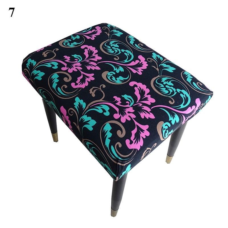 Flower Printed Seat Protector Square Stool Chair Cover Removable Dustproof Elastic Stool Covers For Bedroom Kitchen Square Stool Stool Covers Breathable Chair Seat Slipcover Barstool Cover for Rectangle Stools Stevvex