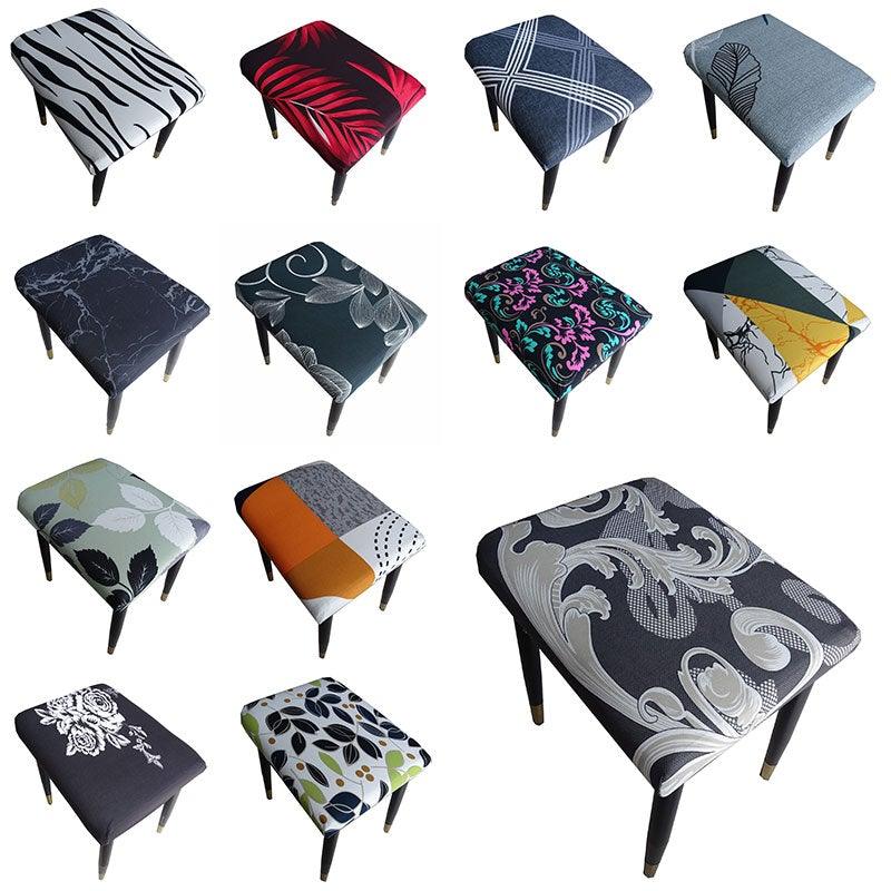 Flower Printed Seat Protector Square Stool Chair Cover Removable Dustproof Elastic Stool Covers For Bedroom Kitchen Square Stool Stool Covers Breathable Chair Seat Slipcover Barstool Cover for Rectangle Stools Stevvex