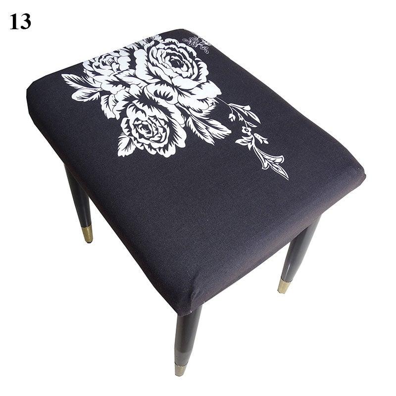 Flower Printed Seat Protector Square Stool Chair Cover Removable Dustproof Elastic Stool Covers For Bedroom Kitchen Square Stool Stool Covers Breathable Chair Seat Slipcover Barstool Cover for Rectangle Stools Stevvex