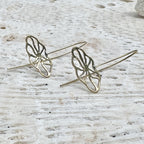 Flower Pull Threader Earrings Recycled Brass Lightweight Floral Dangle Handmade