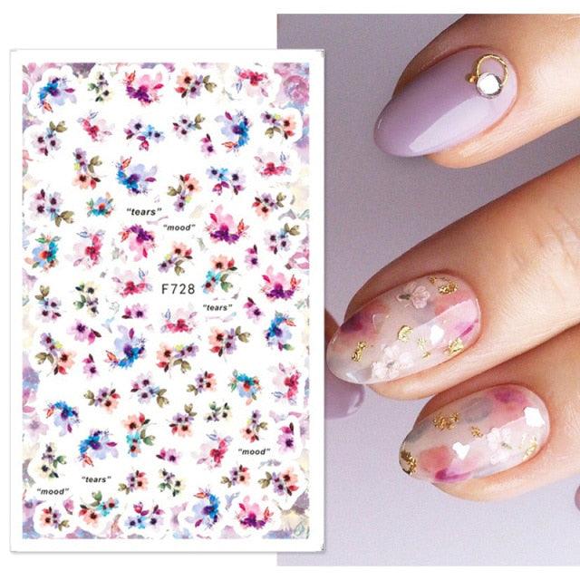 Flowers Leaves Line 3D Nail Stickers Autumn Winter Fall Leaf Design Transfer Sliders Abstract Waves Nail Art Decals Manicures  Decal Self-Adhesive 3D Wave Design Decoration for Women Girls Tape Nail Art Stickers Decal Decoration Stevvex