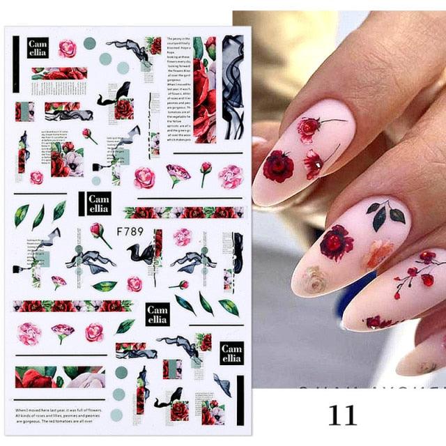 Flowers Leaves Line 3D Nail Stickers Autumn Winter Fall Leaf Design Transfer Sliders Abstract Waves Nail Art Decals Manicures  Decal Self-Adhesive 3D Wave Design Decoration for Women Girls Tape Nail Art Stickers Decal Decoration Stevvex