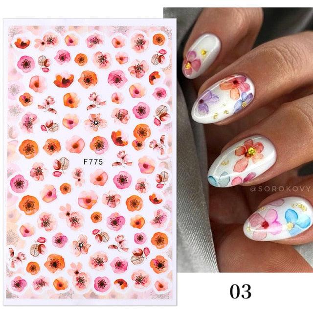 Flowers Leaves Line 3D Nail Stickers Autumn Winter Fall Leaf Design Transfer Sliders Abstract Waves Nail Art Decals Manicures  Decal Self-Adhesive 3D Wave Design Decoration for Women Girls Tape Nail Art Stickers Decal Decoration Stevvex
