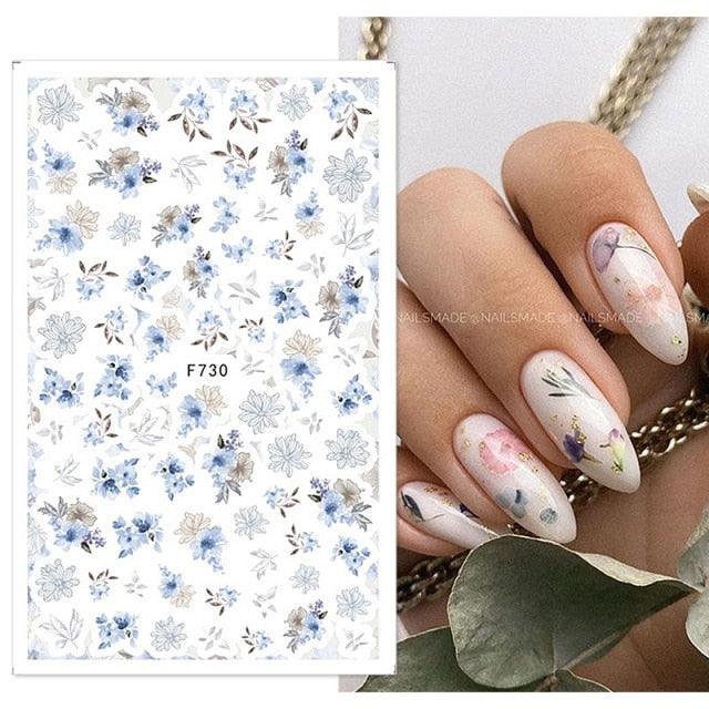 Flowers Leaves Line 3D Nail Stickers Autumn Winter Fall Leaf Design Transfer Sliders Abstract Waves Nail Art Decals Manicures  Decal Self-Adhesive 3D Wave Design Decoration for Women Girls Tape Nail Art Stickers Decal Decoration Stevvex