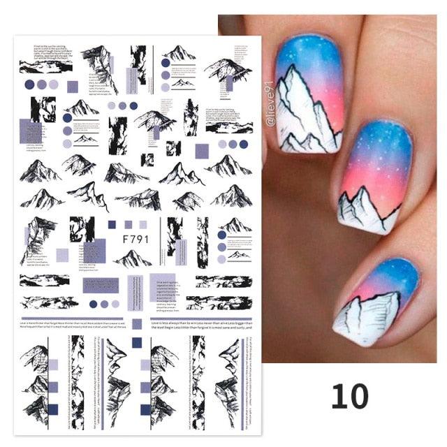 Flowers Leaves Line 3D Nail Stickers Autumn Winter Fall Leaf Design Transfer Sliders Abstract Waves Nail Art Decals Manicures  Decal Self-Adhesive 3D Wave Design Decoration for Women Girls Tape Nail Art Stickers Decal Decoration Stevvex