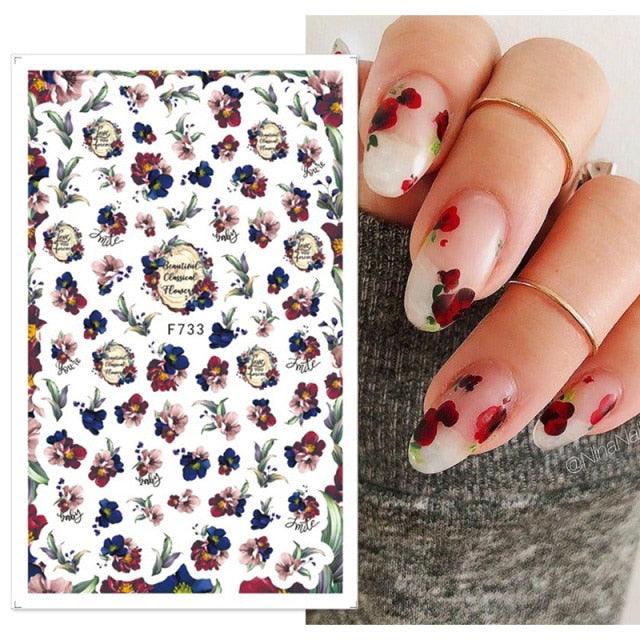 Flowers Leaves Line 3D Nail Stickers Autumn Winter Fall Leaf Design Transfer Sliders Abstract Waves Nail Art Decals Manicures  Decal Self-Adhesive 3D Wave Design Decoration for Women Girls Tape Nail Art Stickers Decal Decoration Stevvex
