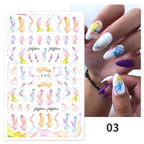 Flowers Leaves Line 3D Nail Stickers Autumn Winter Fall Leaf Design Transfer Sliders Abstract Waves Nail Art Decals Manicures  Decal Self-Adhesive 3D Wave Design Decoration for Women Girls Tape Nail Art Stickers Decal Decoration Stevvex