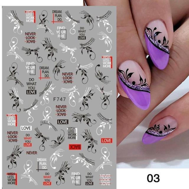 Flowers Leaves Line 3D Nail Stickers Autumn Winter Fall Leaf Design Transfer Sliders Abstract Waves Nail Art Decals Manicures  Decal Self-Adhesive 3D Wave Design Decoration for Women Girls Tape Nail Art Stickers Decal Decoration Stevvex