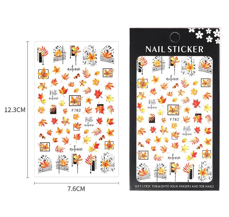 Flowers Leaves Line 3D Nail Stickers Autumn Winter Fall Leaf Design Transfer Sliders Abstract Waves Nail Art Decals Manicures  Decal Self-Adhesive 3D Wave Design Decoration for Women Girls Tape Nail Art Stickers Decal Decoration Stevvex