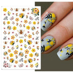 Flowers Leaves Line 3D Nail Stickers Autumn Winter Fall Leaf Design Transfer Sliders Abstract Waves Nail Art Decals Manicures  Decal Self-Adhesive 3D Wave Design Decoration for Women Girls Tape Nail Art Stickers Decal Decoration Stevvex