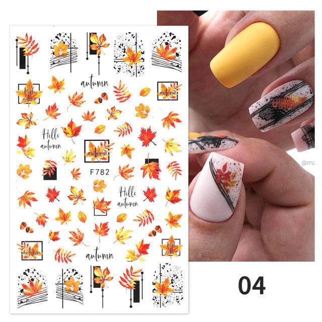 Flowers Leaves Line 3D Nail Stickers Autumn Winter Fall Leaf Design Transfer Sliders Abstract Waves Nail Art Decals Manicures  Decal Self-Adhesive 3D Wave Design Decoration for Women Girls Tape Nail Art Stickers Decal Decoration Stevvex