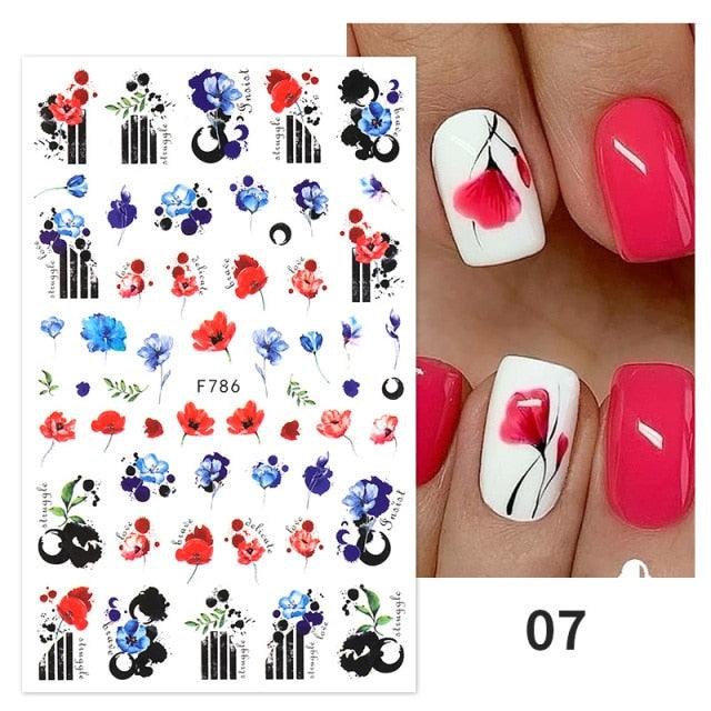 Flowers Leaves Line 3D Nail Stickers Autumn Winter Fall Leaf Design Transfer Sliders Abstract Waves Nail Art Decals Manicures  Decal Self-Adhesive 3D Wave Design Decoration for Women Girls Tape Nail Art Stickers Decal Decoration Stevvex