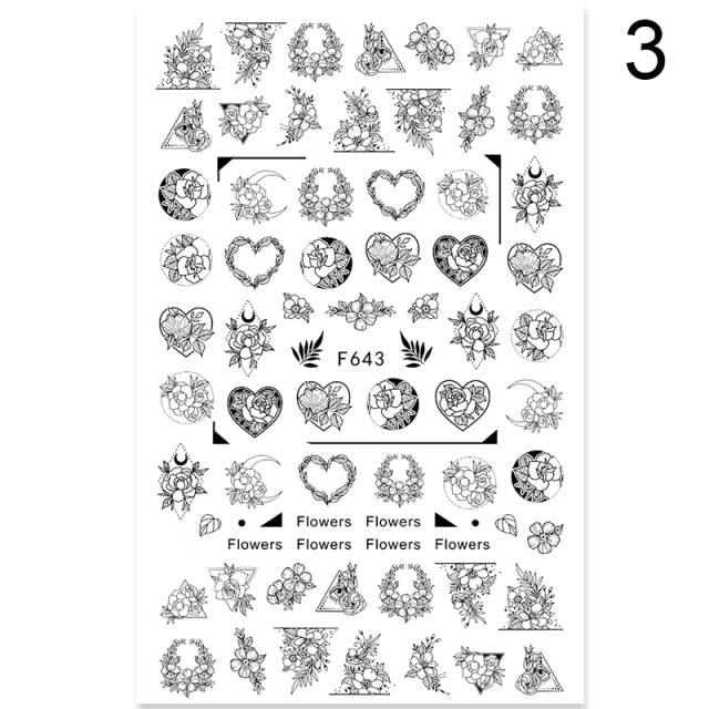 Flowers Leaves Line 3D Nail Stickers Autumn Winter Fall Leaf Design Transfer Sliders Abstract Waves Nail Art Decals Manicures  Decal Self-Adhesive 3D Wave Design Decoration for Women Girls Tape Nail Art Stickers Decal Decoration Stevvex