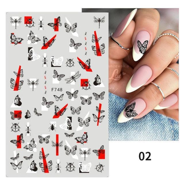 Flowers Leaves Line 3D Nail Stickers Autumn Winter Fall Leaf Design Transfer Sliders Abstract Waves Nail Art Decals Manicures  Decal Self-Adhesive 3D Wave Design Decoration for Women Girls Tape Nail Art Stickers Decal Decoration Stevvex