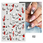 Flowers Leaves Line 3D Nail Stickers Autumn Winter Fall Leaf Design Transfer Sliders Abstract Waves Nail Art Decals Manicures  Decal Self-Adhesive 3D Wave Design Decoration for Women Girls Tape Nail Art Stickers Decal Decoration Stevvex