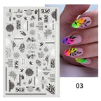 Flowers Leaves Line 3D Nail Stickers Autumn Winter Fall Leaf Design Transfer Sliders Abstract Waves Nail Art Decals Manicures  Decal Self-Adhesive 3D Wave Design Decoration for Women Girls Tape Nail Art Stickers Decal Decoration Stevvex
