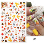Flowers Leaves Line 3D Nail Stickers Autumn Winter Fall Leaf Design Transfer Sliders Abstract Waves Nail Art Decals Manicures  Decal Self-Adhesive 3D Wave Design Decoration for Women Girls Tape Nail Art Stickers Decal Decoration Stevvex