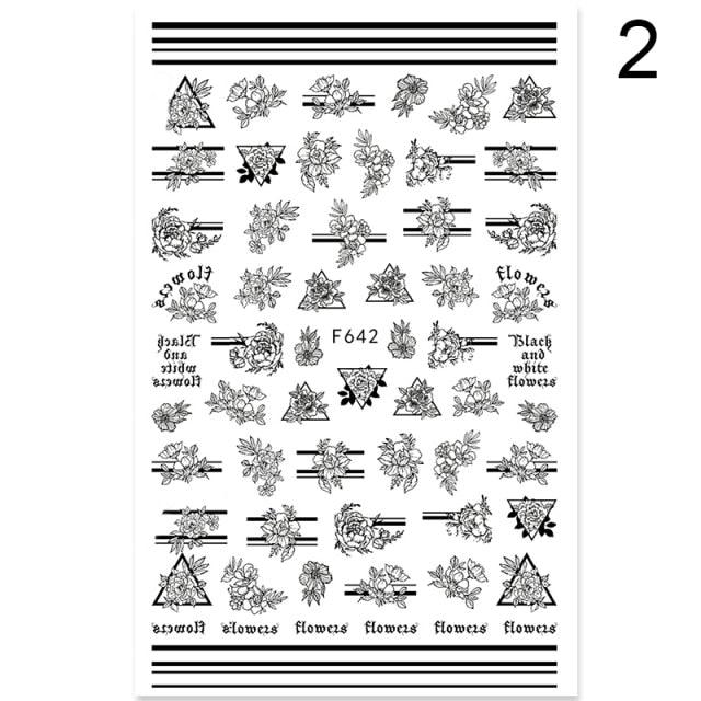 Flowers Leaves Line 3D Nail Stickers Autumn Winter Fall Leaf Design Transfer Sliders Abstract Waves Nail Art Decals Manicures  Decal Self-Adhesive 3D Wave Design Decoration for Women Girls Tape Nail Art Stickers Decal Decoration Stevvex