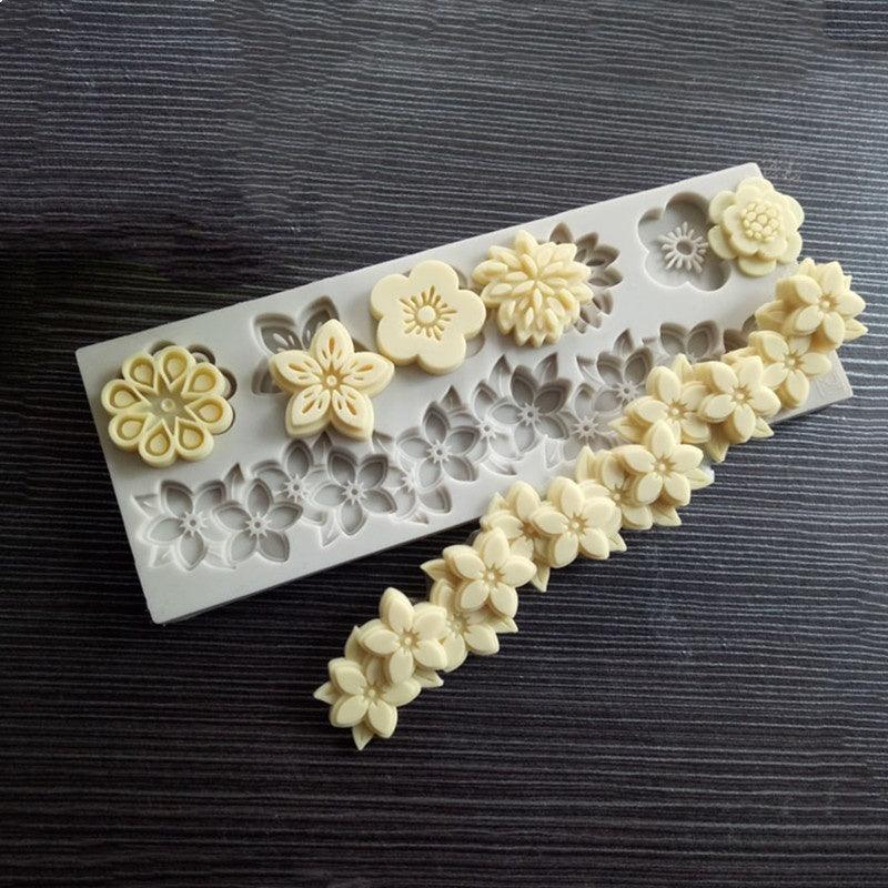 Flowers Silicone Mold Cake Circumference Flower Bunch Mold Soft Candy Mould Rose Beautiful Daisy Rose Leaf And Mini Flowers Candy Silicone Eco Friendly Mold Stevvex