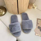 Fluffy Slippers Women Cozy Faux Fur Cross Indoor Floor Slides Flat Soft Furry Shoes Fluffy Furry Fur Slippers Flip Flop Open Toe Cozy House Memory Foam Sandals Slides Soft Flat Comfy Slippers Stevvex