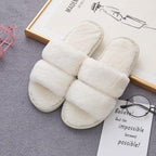 Fluffy Slippers Women Cozy Faux Fur Cross Indoor Floor Slides Flat Soft Furry Shoes Fluffy Furry Fur Slippers Flip Flop Open Toe Cozy House Memory Foam Sandals Slides Soft Flat Comfy Slippers Stevvex