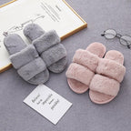 Fluffy Slippers Women Cozy Faux Fur Cross Indoor Floor Slides Flat Soft Furry Shoes Fluffy Furry Fur Slippers Flip Flop Open Toe Cozy House Memory Foam Sandals Slides Soft Flat Comfy Slippers Stevvex