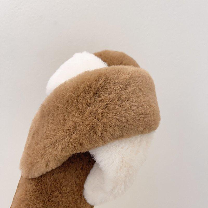 Fluffy Slippers Women Cozy Faux Fur Cross Indoor Floor Slides Flat Soft Furry Shoes Fluffy Furry Fur Slippers Flip Flop Open Toe Cozy House Memory Foam Sandals Slides Soft Flat Comfy Slippers Stevvex