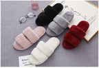 Fluffy Slippers Women Cozy Faux Fur Cross Indoor Floor Slides Flat Soft Furry Shoes Fluffy Furry Fur Slippers Flip Flop Open Toe Cozy House Memory Foam Sandals Slides Soft Flat Comfy Slippers Stevvex