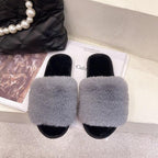 Fluffy Slippers Women Cozy Faux Fur Cross Indoor Floor Slides Flat Soft Furry Shoes Fluffy Furry Fur Slippers Flip Flop Open Toe Cozy House Memory Foam Sandals Slides Soft Flat Comfy Slippers Stevvex