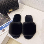 Fluffy Slippers Women Cozy Faux Fur Cross Indoor Floor Slides Flat Soft Furry Shoes Fluffy Furry Fur Slippers Flip Flop Open Toe Cozy House Memory Foam Sandals Slides Soft Flat Comfy Slippers Stevvex