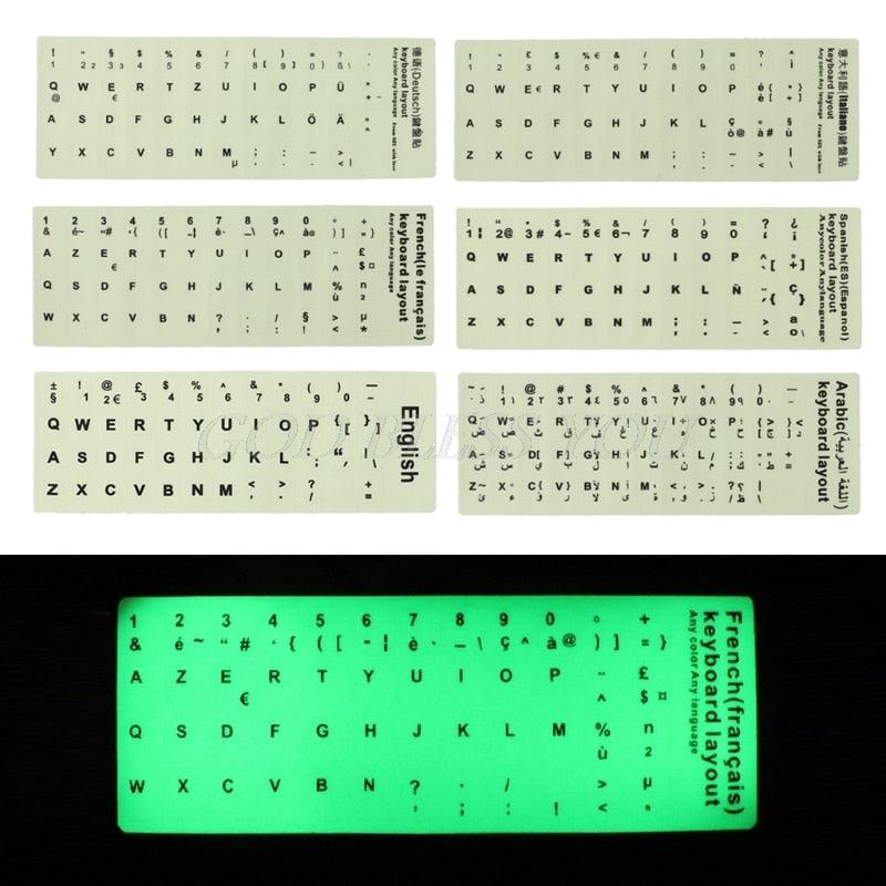 Fluorescent Keyboard Stickers Different Optional Language Luminous Waterproof Keyboard Protective Film Gaming Laptop Keyboard Skin Protector For Gaming Lovers Stevvex