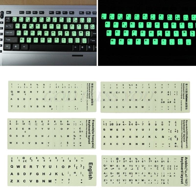 Fluorescent Keyboard Stickers Different Optional Language Luminous Waterproof Keyboard Protective Film Gaming Laptop Keyboard Skin Protector For Gaming Lovers Stevvex