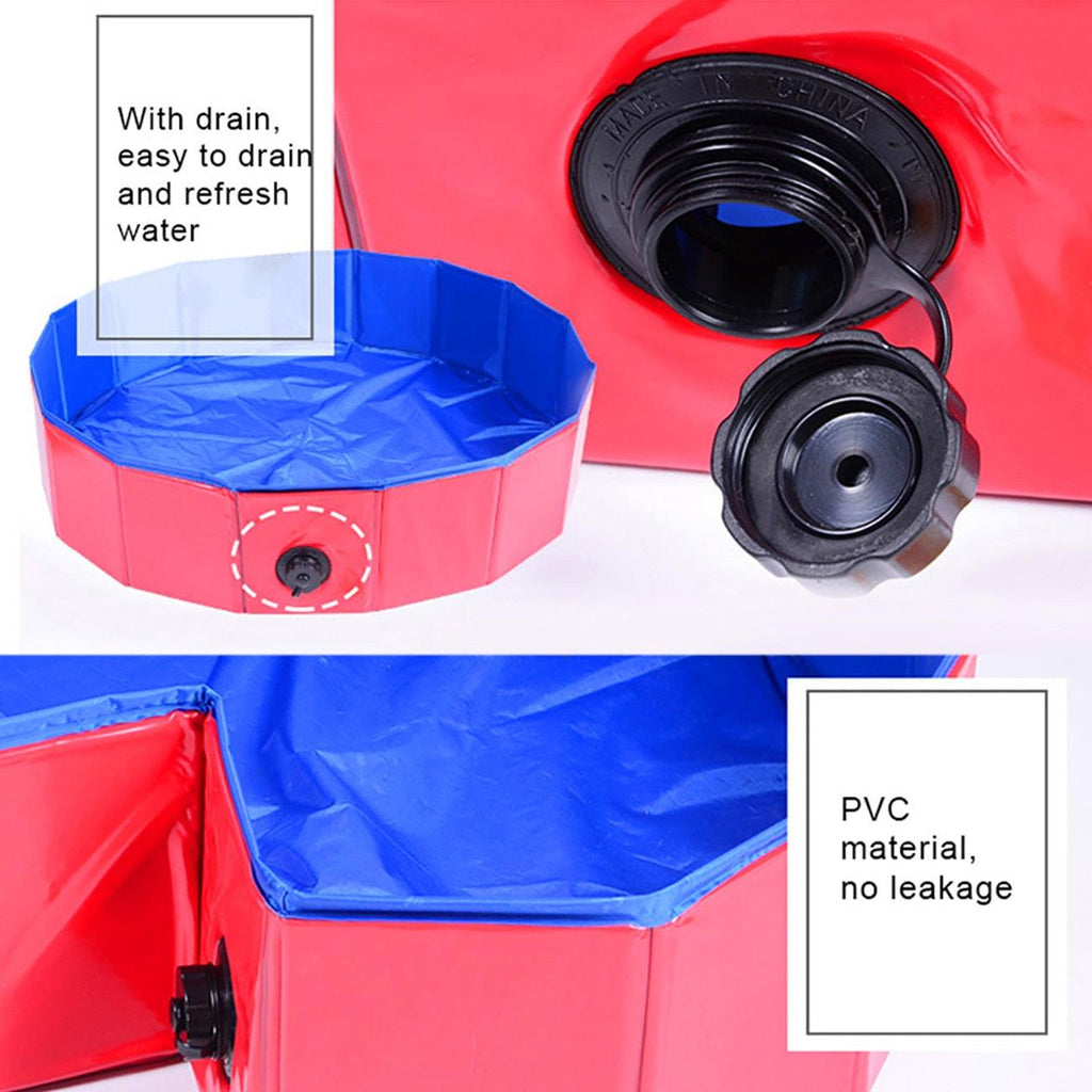 Foldable Pet Dog Cat Swimming Pool PVC Bathing Washing Dog Tub Bed Large Small Dog Swimming House Bed Summer Pool Portable Bathtubs PVC Non-Slip Foldable For small and Medium Dog Stevvex