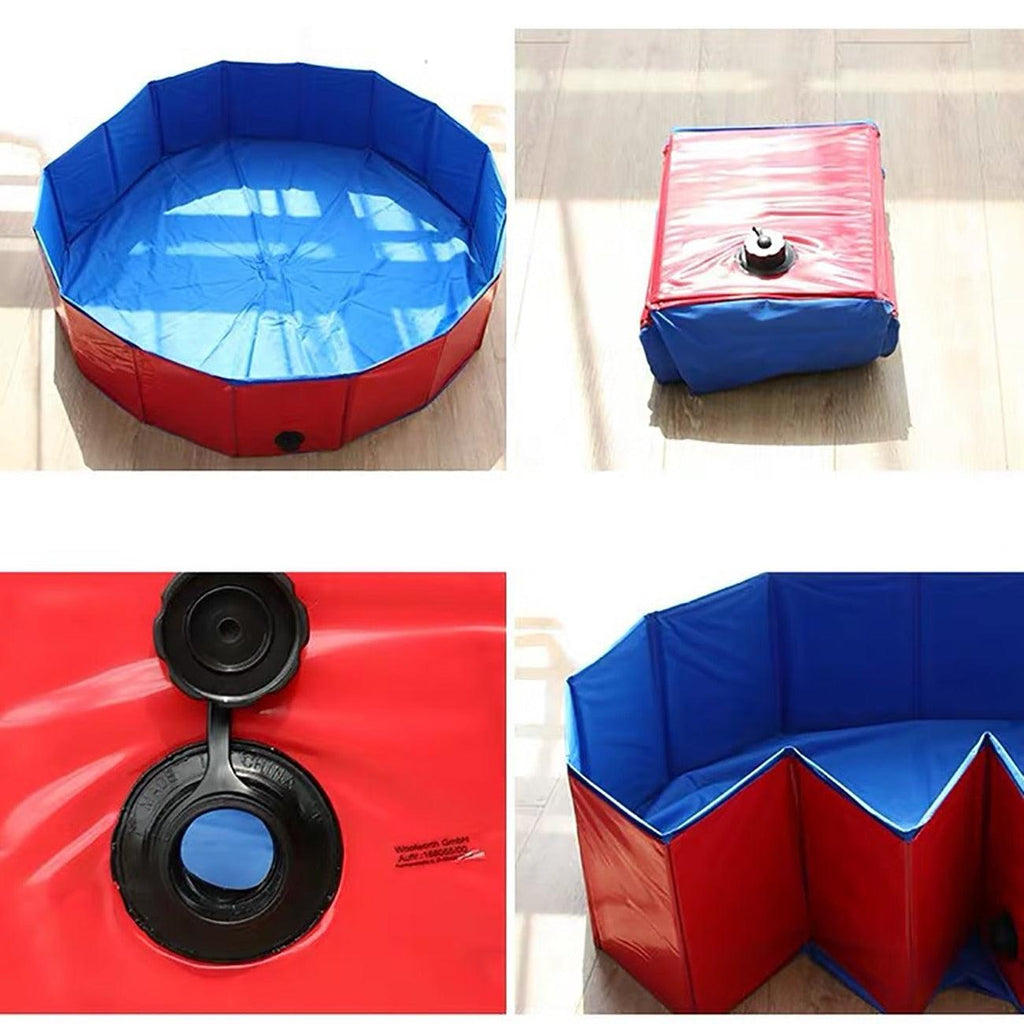 Foldable Pet Dog Cat Swimming Pool PVC Bathing Washing Dog Tub Bed Large Small Dog Swimming House Bed Summer Pool Portable Bathtubs PVC Non-Slip Foldable For small and Medium Dog Stevvex