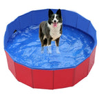 Foldable Pet Dog Cat Swimming Pool PVC Bathing Washing Dog Tub Bed Large Small Dog Swimming House Bed Summer Pool Portable Bathtubs PVC Non-Slip Foldable For small and Medium Dog Stevvex