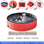 Foldable Pet Dog Cat Swimming Pool PVC Bathing Washing Dog Tub Bed Large Small Dog Swimming House Bed Summer Pool Portable Bathtubs PVC Non-Slip Foldable For small and Medium Dog Stevvex