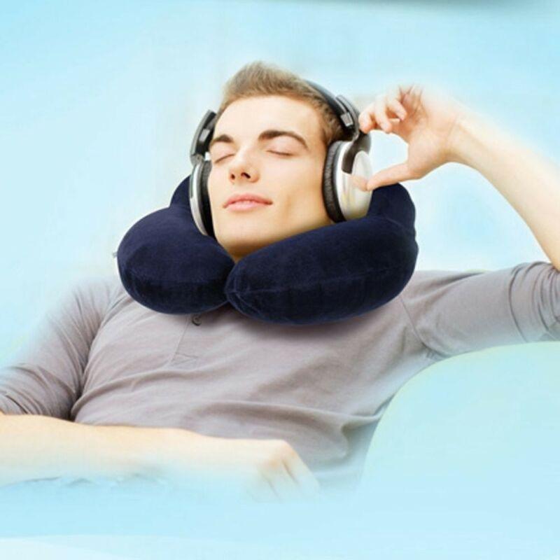 Foldable U-shaped Neck Support Pillow Inflatable Cushion Memory Foam Travel Pillow Neck Super Soft Pillows Air Plane Inflatable Neck Pillow Travel Pillow Ultralight Air Pillow with Comfortable Headrest Neck Support for Car Stevvex