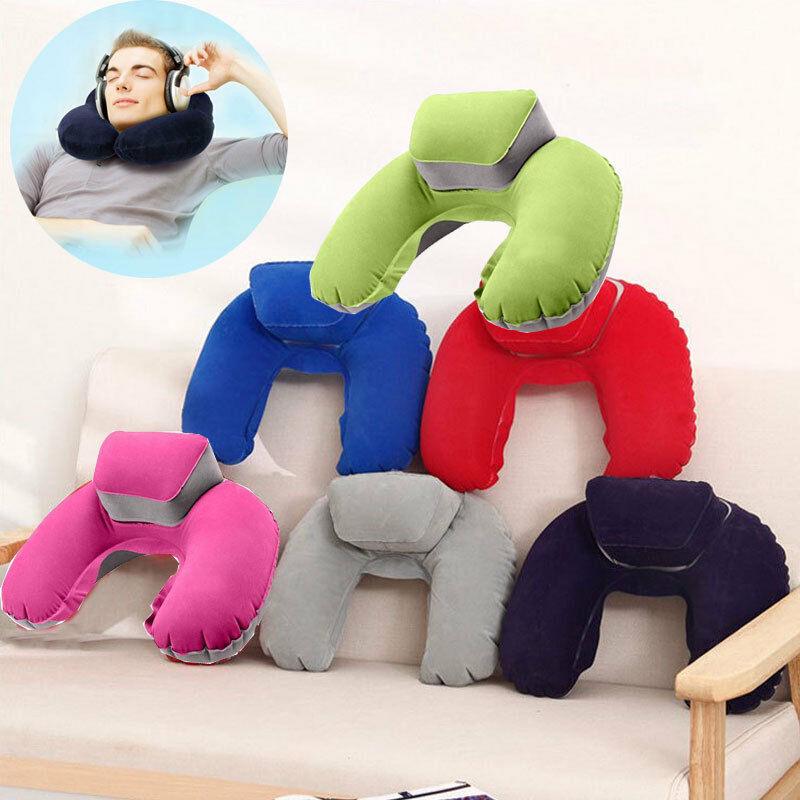 Foldable U-shaped Neck Support Pillow Inflatable Cushion Memory Foam Travel Pillow Neck Super Soft Pillows Air Plane Inflatable Neck Pillow Travel Pillow Ultralight Air Pillow with Comfortable Headrest Neck Support for Car Stevvex
