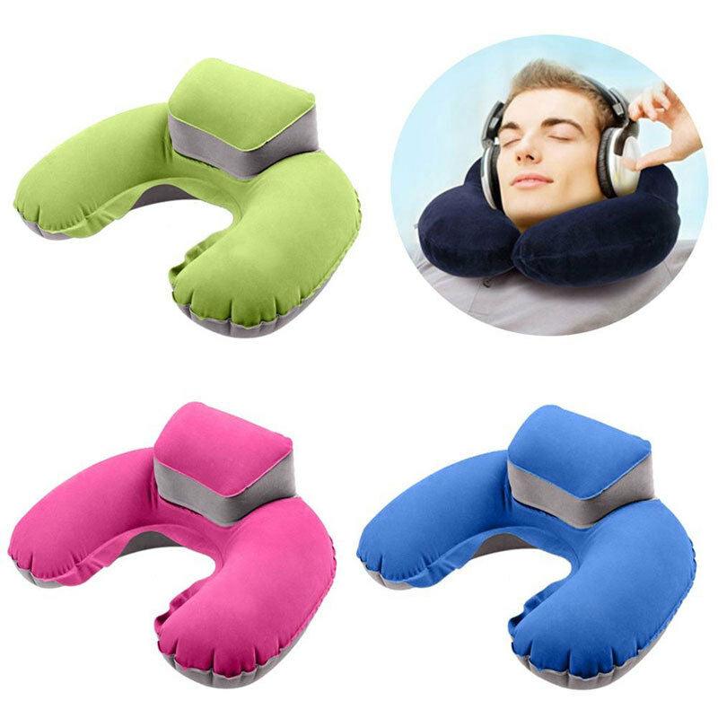 Foldable U-shaped Neck Support Pillow Inflatable Cushion Memory Foam Travel Pillow Neck Super Soft Pillows Air Plane Inflatable Neck Pillow Travel Pillow Ultralight Air Pillow with Comfortable Headrest Neck Support for Car Stevvex