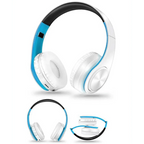 Folding Bluetooth White Blue Wireless Stereo Headphones Headset Mic Support Comfortable Earmuffs Modern Simple Design Stevvex