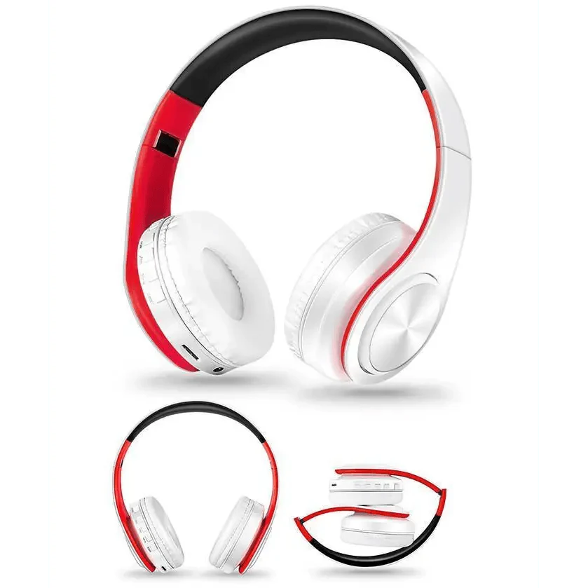 Folding Bluetooth White Blue Wireless Stereo Headphones Headset Mic Support Comfortable Earmuffs Modern Simple Design Stevvex