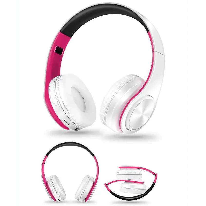 Folding Bluetooth White Blue Wireless Stereo Headphones Headset Mic Support Comfortable Earmuffs Modern Simple Design Stevvex