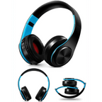 Folding Bluetooth White Blue Wireless Stereo Headphones Headset Mic Support Comfortable Earmuffs Modern Simple Design Stevvex